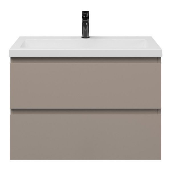 Renesse badmeubel 80 cm taupe met quartz Cadzand wastafel wit mat