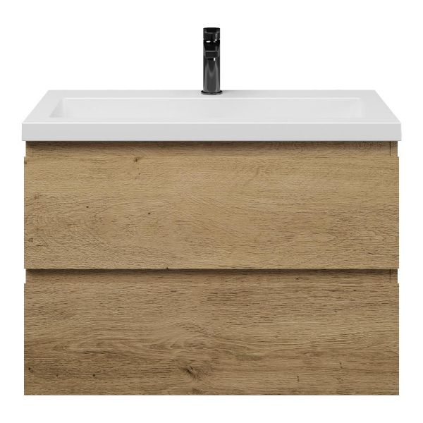 Renesse badmeubel 80 cm warm eiken met Cadzand-Q wastafel wit mat