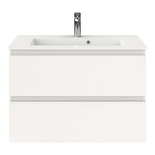 Renesse badmeubel 80 cm wit hoogglans met keramische Compact wastafel wit glans