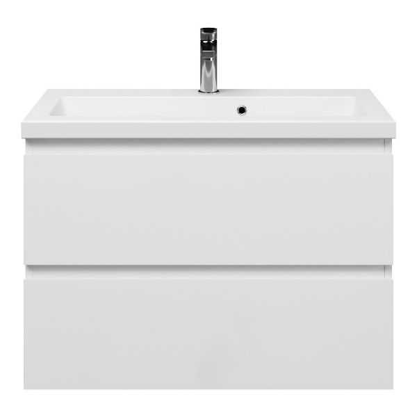 Renesse badmeubel 80 cm wit hoogglans met keramische Dishoek wastafel wit glans, 1 kraangat