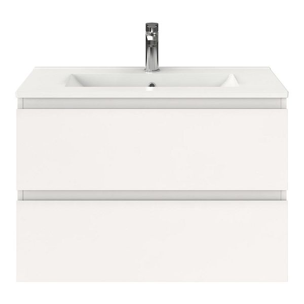 Renesse badmeubel 80 cm wit hoogglans met keramische Huisduinen wastafel wit glans