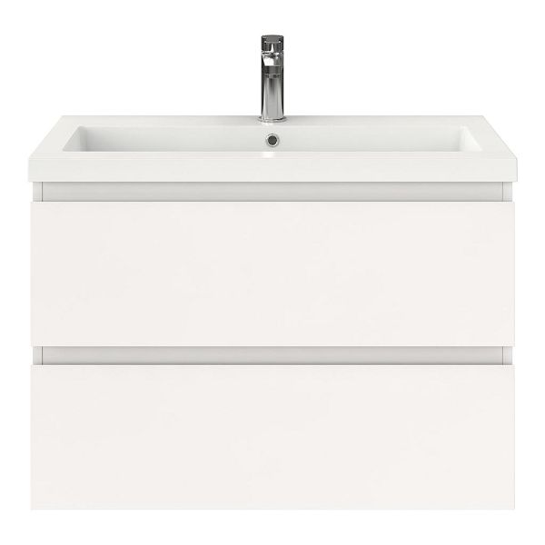 Renesse badmeubel 80 cm wit hoogglans met polystone Cadzand wastafel wit glans, 1 kraangat