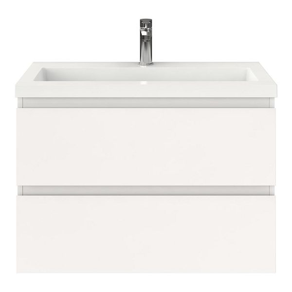 Renesse badmeubel 80 cm wit hoogglans met polystone Cadzand wastafel wit glans, 1 kraangat