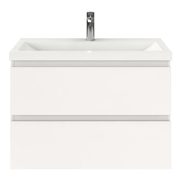 Renesse badmeubel 80 cm wit hoogglans met polystone Scharendijke wastafel wit glans