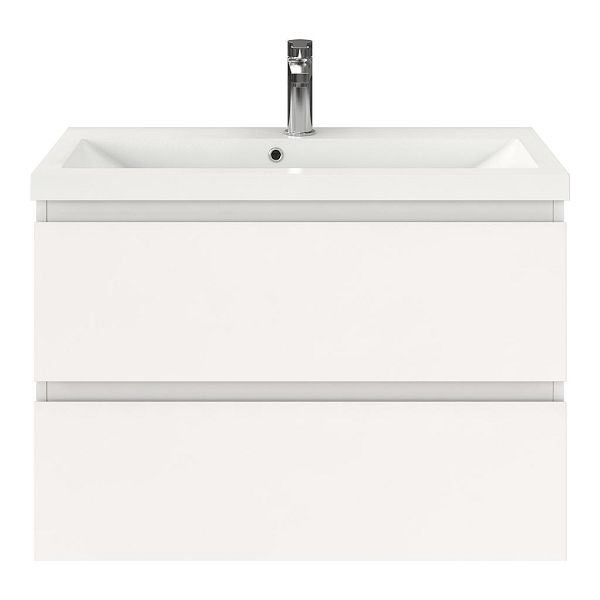 Renesse badmeubel 80 cm wit hoogglans met polystone Scharendijke wastafel wit glans