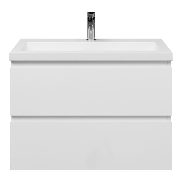 Renesse badmeubel 80 cm wit hoogglans met quartz Cadzand wastafel wit mat
