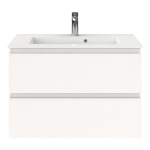 Renesse badmeubel 80 cm wit mat met keramische Compact wastafel wit glans