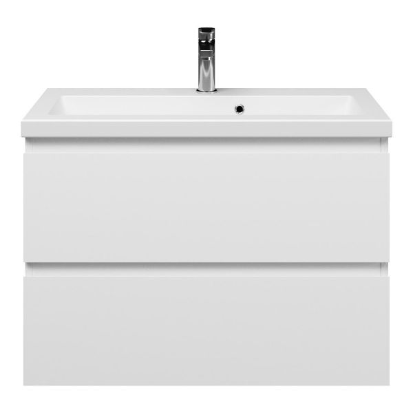 Renesse badmeubel 80 cm wit mat met keramische Dishoek wastafel wit mat, 1 kraangat
