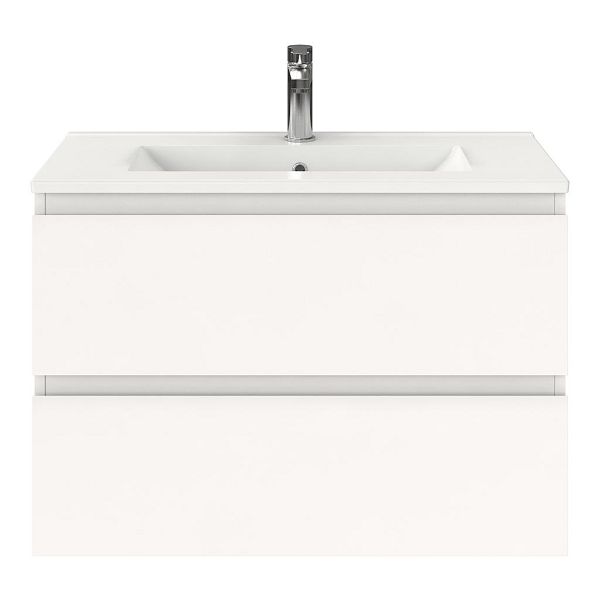 Renesse badmeubel 80 cm wit mat met keramische Huisduinen wastafel wit glans