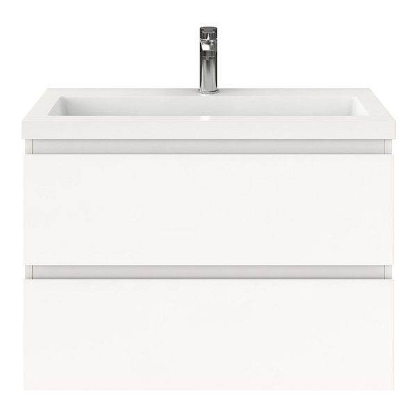Renesse badmeubel 80 cm wit mat met polystone Cadzand wastafel wit glans, 1 kraangat