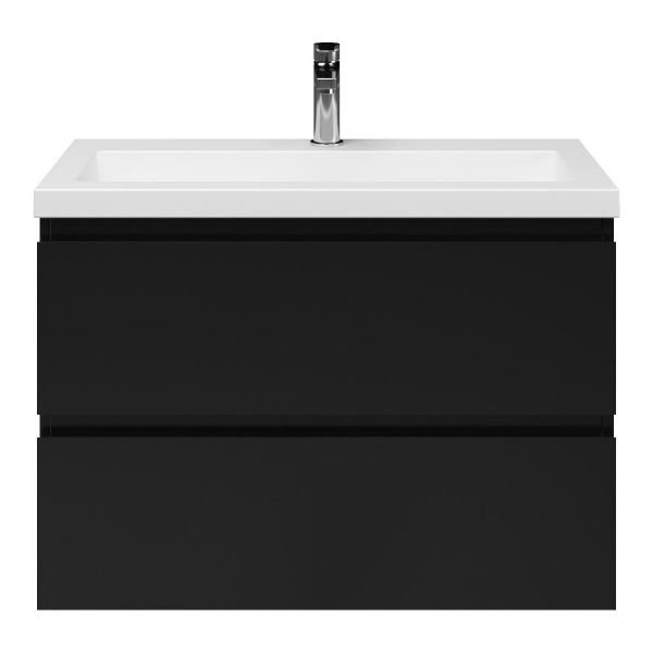 Renesse badmeubel 80 cm zwart mat met quartz Cadzand wastafel wit mat