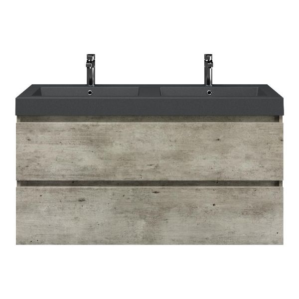 Schoorl badmeubel 120 cm steigerhout licht grijs met quartz Cadzand-Q wastafel grijs mat