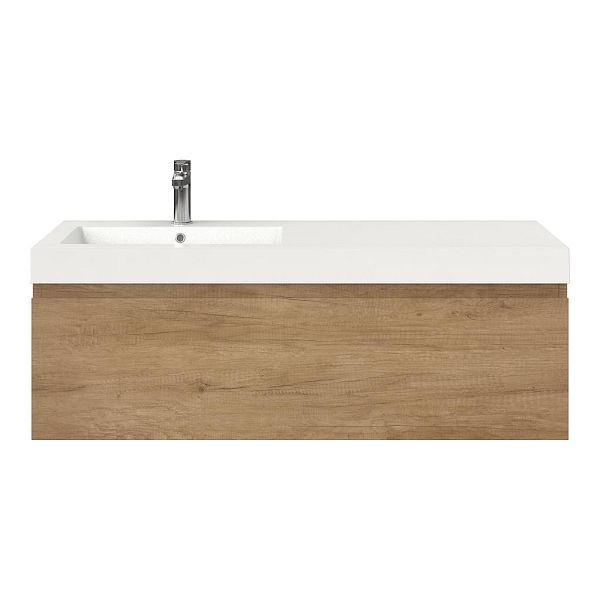 Texel Domburg/Cadzand badmeubel 120x46 1 softclose lade olm greeploos polystone wastafel wit met 1 kraangat