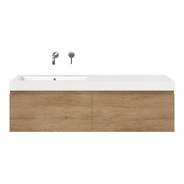 Texel Domburg/Cadzand badmeubel 140x46 2 softclose laden olm greeploos polystone wastafel wit zonder kraangaten