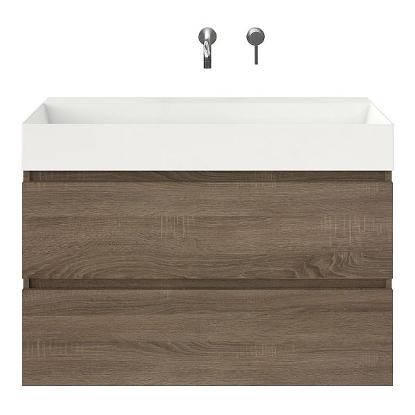Westkapelle badmeubel 100 cm eiken donker met keramische Marken wastafel wit glans