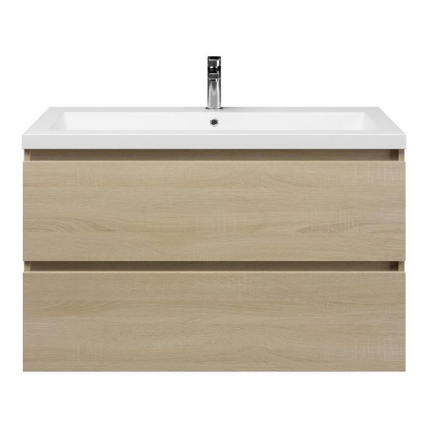 Westkapelle badmeubel 100 cm eiken licht met Cadzand wastafel wit mat