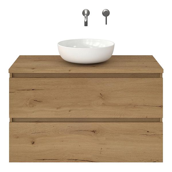 Westkapelle badmeubel 100 cm eiken natuur met afdekblad 2,5 cm eiken natuur