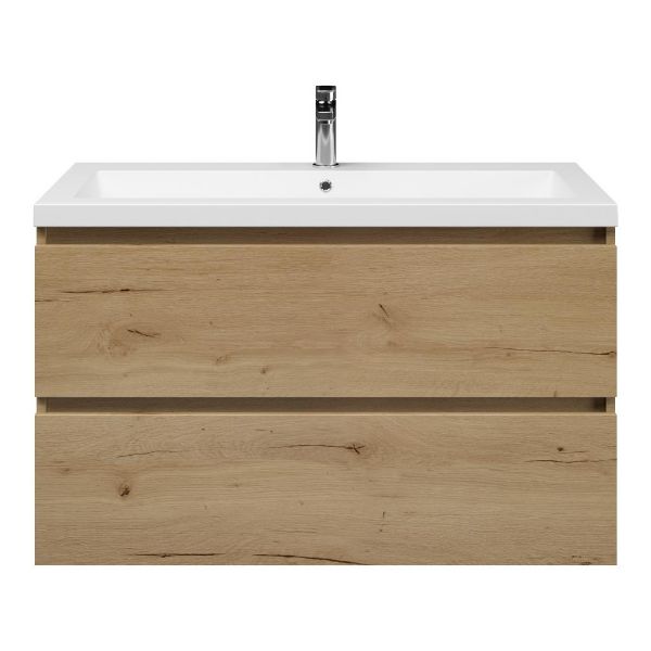 Westkapelle badmeubel 100 cm eiken natuur met Cadzand wastafel wit mat