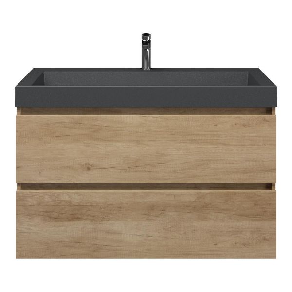 Westkapelle badmeubel 100 cm olm met polystone Haamstede wastafel grijs mat