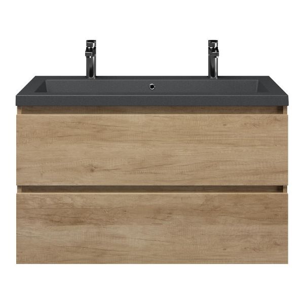 Westkapelle badmeubel 100 cm olm met quartz Cadzand-Q wastafel grijs mat