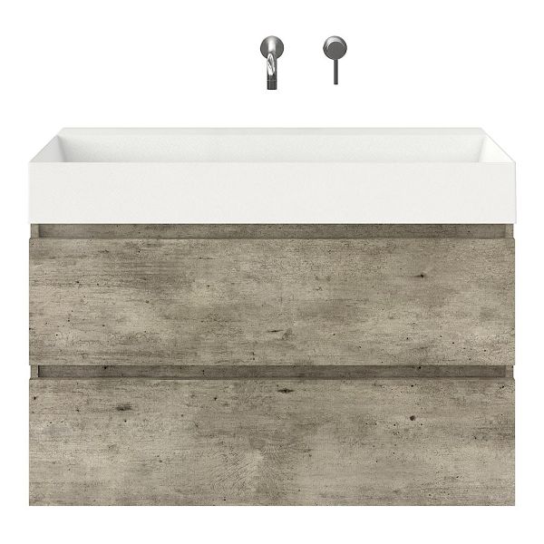 Westkapelle badmeubel 100 cm steigerhout licht grijs met keramische Marken wastafel wit mat