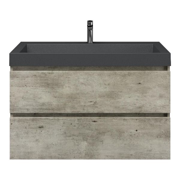 Westkapelle badmeubel 100 cm steigerhout licht grijs met polystone Haamstede wastafel grijs mat