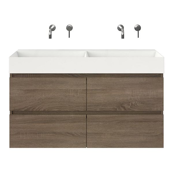 Westkapelle badmeubel 120 cm eiken donker met keramische Marken wastafel wit glans