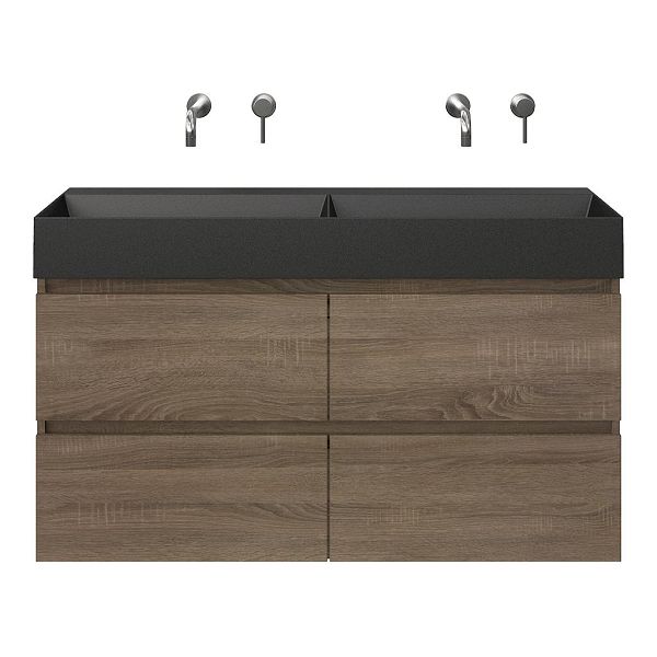 Westkapelle badmeubel 120 cm eiken donker met keramische Marken wastafel zwart mat