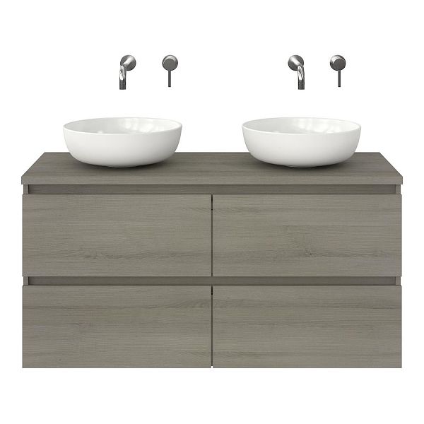 Westkapelle badmeubel 120 cm eiken licht grijs met afdekblad 2,5 cm eiken licht grijs