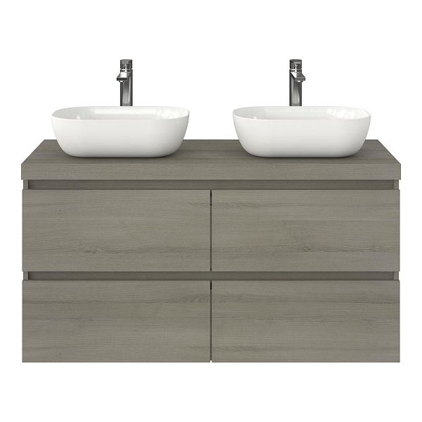 Westkapelle badmeubel 120 cm eiken licht grijs met afdekblad 5 cm eiken licht grijs