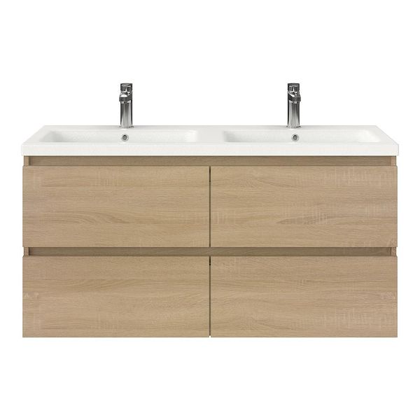 Westkapelle badmeubel 120 cm eiken licht met keramische Dishoek wastafel wit mat