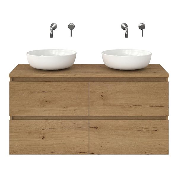 Westkapelle badmeubel 120 cm eiken natuur met afdekblad 2,5 cm eiken natuur