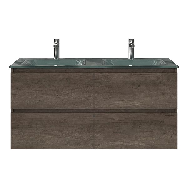 Westkapelle badmeubel 120 cm olm donker grijs met glazen Glass wastafel zilvergrijs
