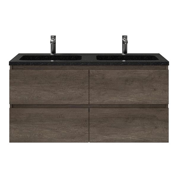 Westkapelle badmeubel 120 cm olm donker grijs met natuurstenen Square wastafel shanxi black