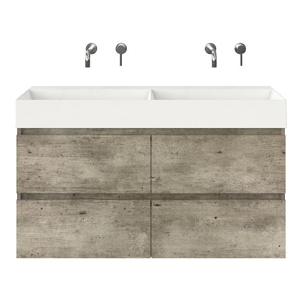 Westkapelle badmeubel 120 cm steigerhout licht grijs met keramische Marken wastafel wit mat