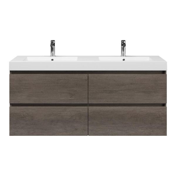 Westkapelle badmeubel 140 cm olm donker grijs met Cadzand wastafel wit mat