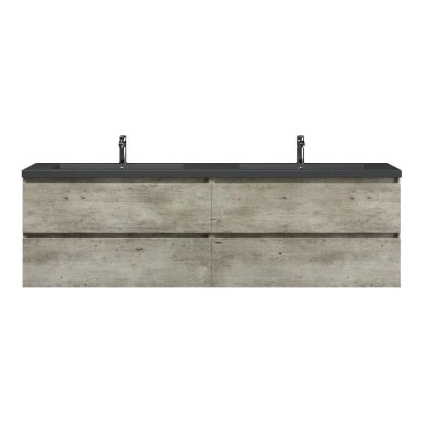 Westkapelle badmeubel 200 cm steigerhout licht grijs met dubbele polystone Cadzand wastafel grijs mat