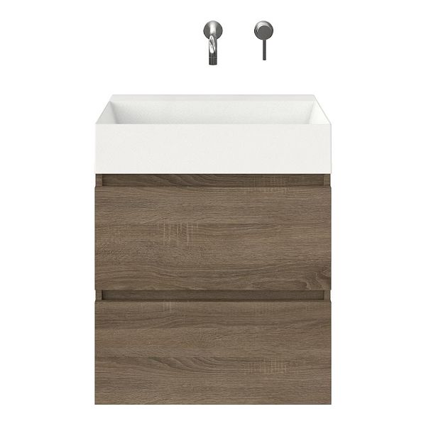 Westkapelle badmeubel 60 cm eiken donker met keramische Marken wastafel wit mat