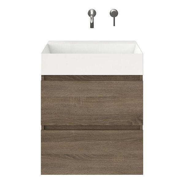 Westkapelle badmeubel 60 cm eiken donker met keramische Marken wastafel wit glans
