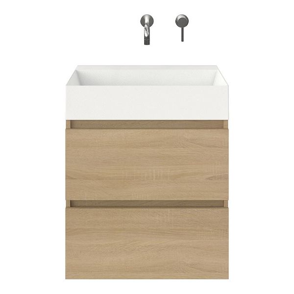 Westkapelle badmeubel 60 cm eiken licht met keramische Marken wastafel wit mat