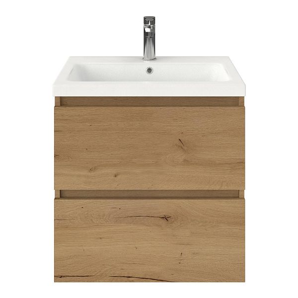 Westkapelle badmeubel 60 cm eiken natuur met keramische Dishoek wastafel wit mat