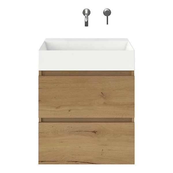 Westkapelle badmeubel 60 cm eiken natuur met keramische Marken wastafel wit mat