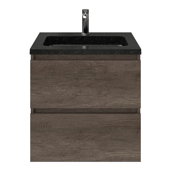 Westkapelle badmeubel 60 cm olm donker grijs met natuurstenen Square wastafel shanxi black