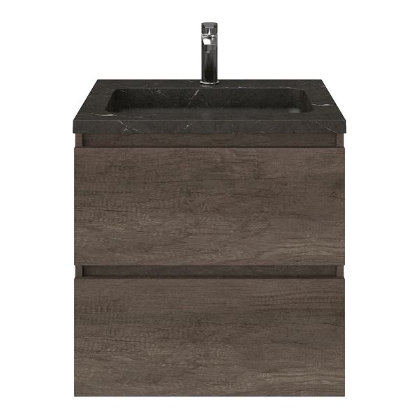 Westkapelle badmeubel 60 cm olm donker grijs met natuurstenen Square wastafel blue stone