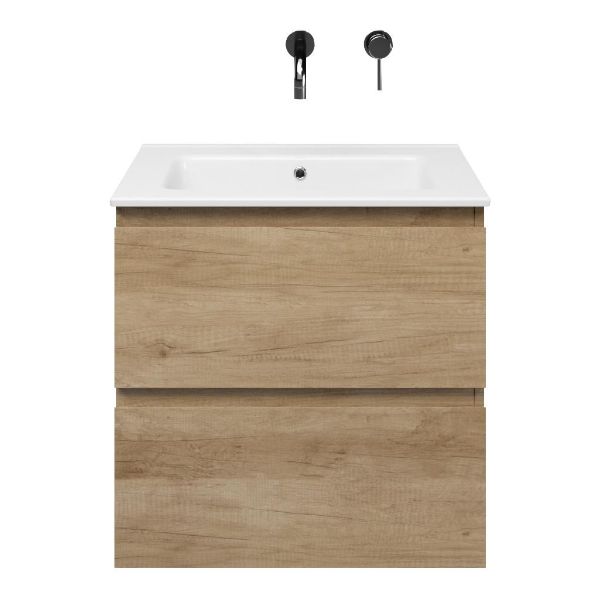 Westkapelle badmeubel 60 cm olm met keramische Callantsoog wastafel wit glans