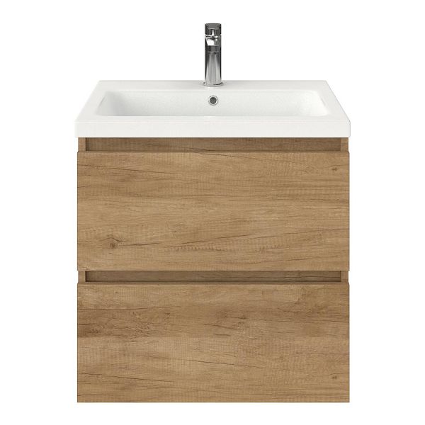 Westkapelle badmeubel 60 cm olm met keramische Dishoek wastafel wit mat