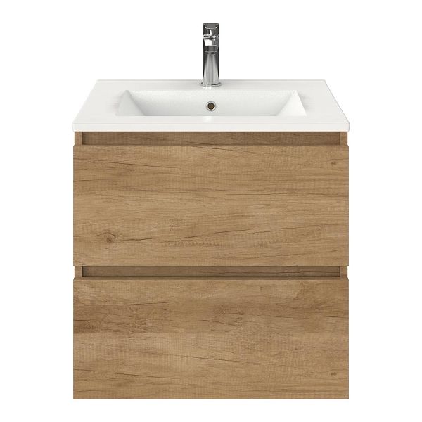 Westkapelle badmeubel 60 cm olm met keramische Huisduinen wastafel wit glans