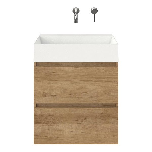 Westkapelle badmeubel 60 cm olm met keramische Marken wastafel wit mat