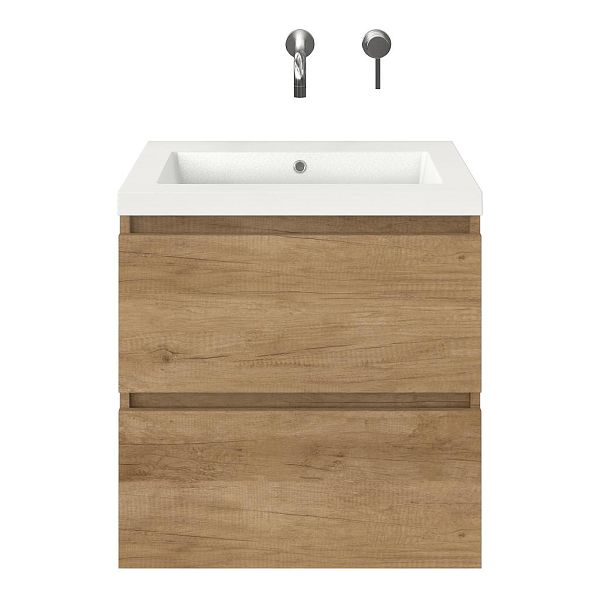 Westkapelle badmeubel 60 cm olm met polystone Cadzand wastafel wit glans
