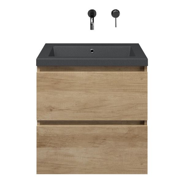 Westkapelle badmeubel 60 cm olm met quartz Cadzand-Q wastafel grijs mat